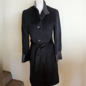 Dale Dressin Baby Llama Wool Coat With Leather Trim